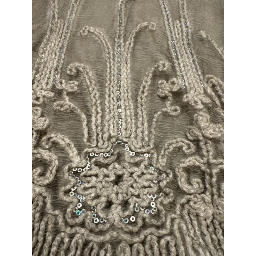 Soft Surrounding SILK Beaux Arts Tunic Sheer Embroidered Boho‎ Romantic Gray EUC - Picture 6 of 10